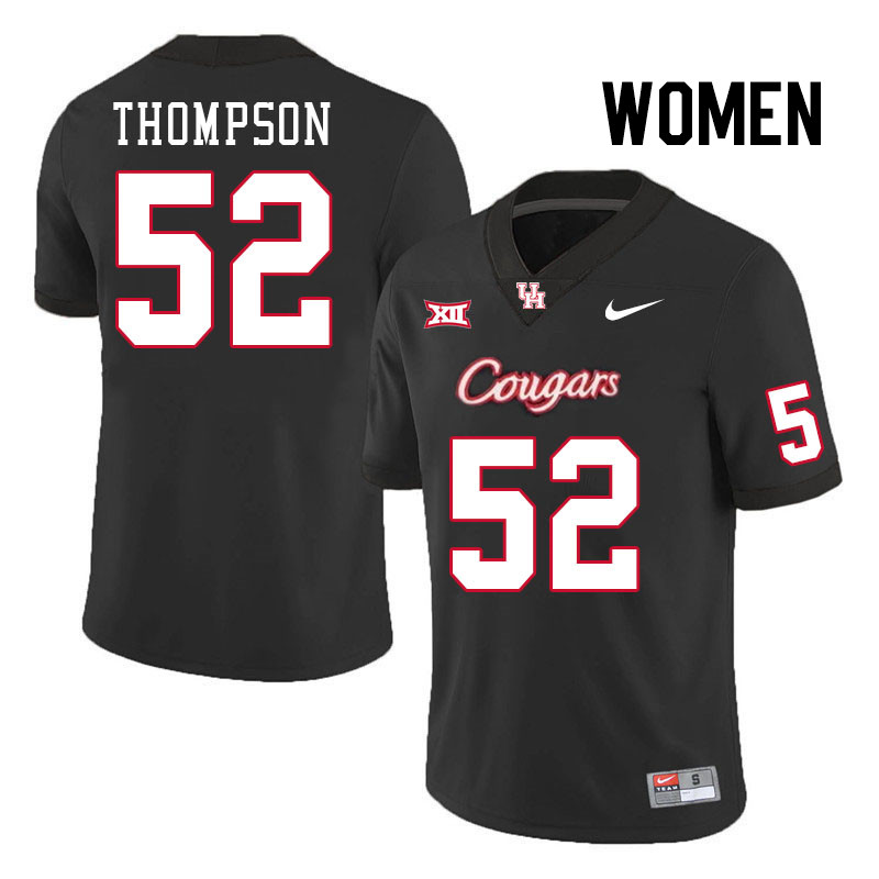 Women #52 Jett Thompson Houston Cougars College Football Jerseys Stitched-Black